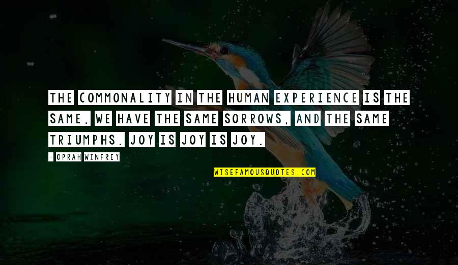 Triumphs Of Experience Quotes By Oprah Winfrey: The commonality in the human experience is the Triumphs Of Experience Quotes By Oprah Winfrey: The commonality in the human experience is the