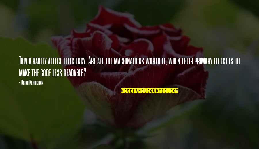 Trivia Quotes By Brian Kernighan: Trivia rarely affect efficiency. Are all the machinations Trivia Quotes By Brian Kernighan: Trivia rarely affect efficiency. Are all the machinations