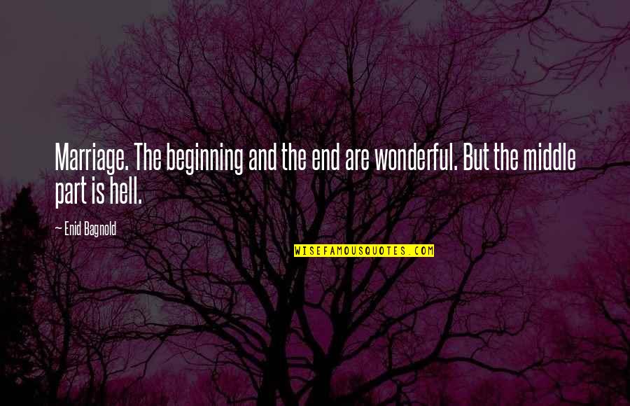 Trke Download Quotes By Enid Bagnold: Marriage. The beginning and the end are wonderful.