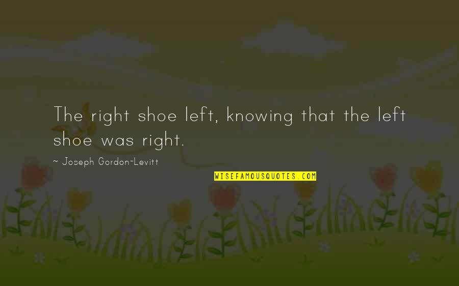 Trmenov Remeny Quotes By Joseph Gordon-Levitt: The right shoe left, knowing that the left Trmenov Remeny Quotes By Joseph Gordon-Levitt: The right shoe left, knowing that the left