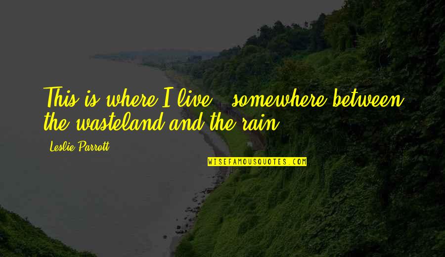 Trodon Lek Quotes By Leslie Parrott: This is where I live - somewhere between