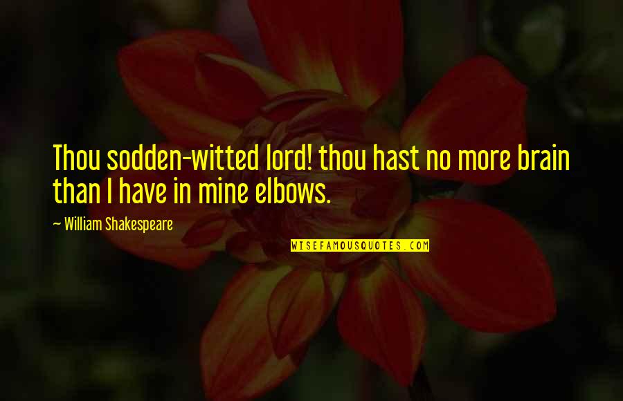 Troilus Quotes By William Shakespeare: Thou sodden-witted lord! thou hast no more brain Troilus Quotes By William Shakespeare: Thou sodden-witted lord! thou hast no more brain