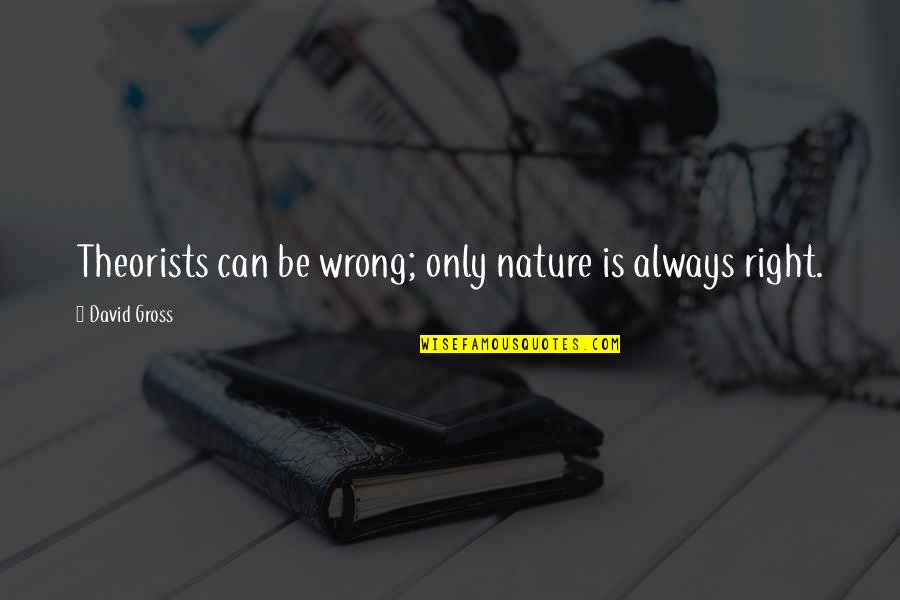 Trojan War Quotes By David Gross: Theorists can be wrong; only nature is always Trojan War Quotes By David Gross: Theorists can be wrong; only nature is always