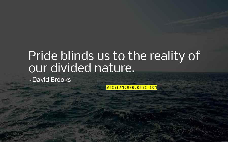 Trokut Ishrane Quotes By David Brooks: Pride blinds us to the reality of our Trokut Ishrane Quotes By David Brooks: Pride blinds us to the reality of our