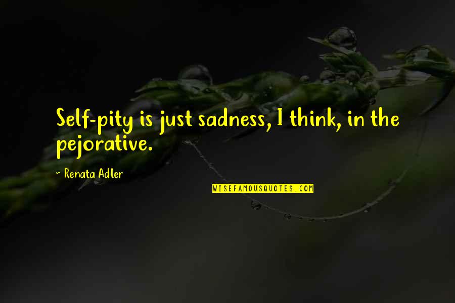 Tromans Opticians Quotes By Renata Adler: Self-pity is just sadness, I think, in the Tromans Opticians Quotes By Renata Adler: Self-pity is just sadness, I think, in the