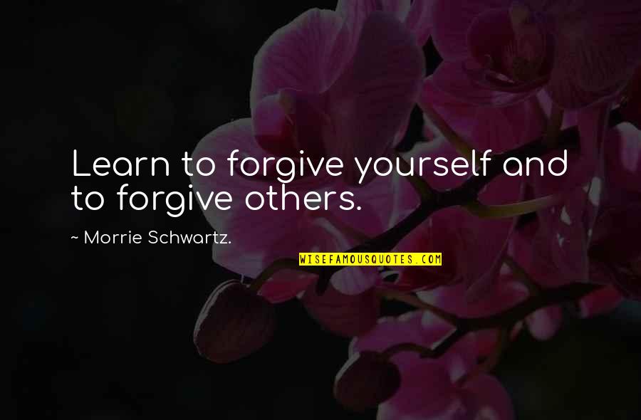 Trommers Reagent Quotes By Morrie Schwartz.: Learn to forgive yourself and to forgive others.