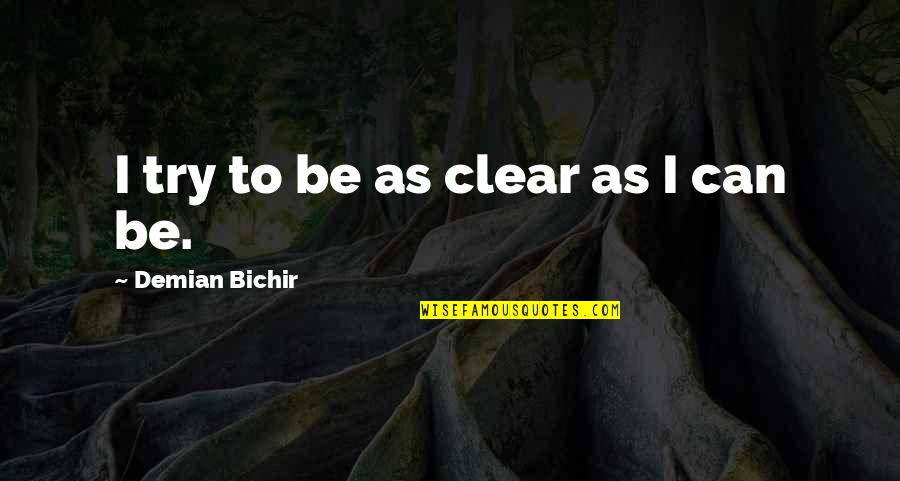 Troost Monuments Quotes By Demian Bichir: I try to be as clear as I Troost Monuments Quotes By Demian Bichir: I try to be as clear as I