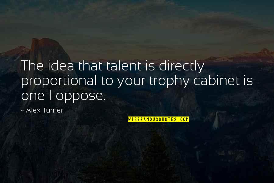Trophy Quotes By Alex Turner: The idea that talent is directly proportional to