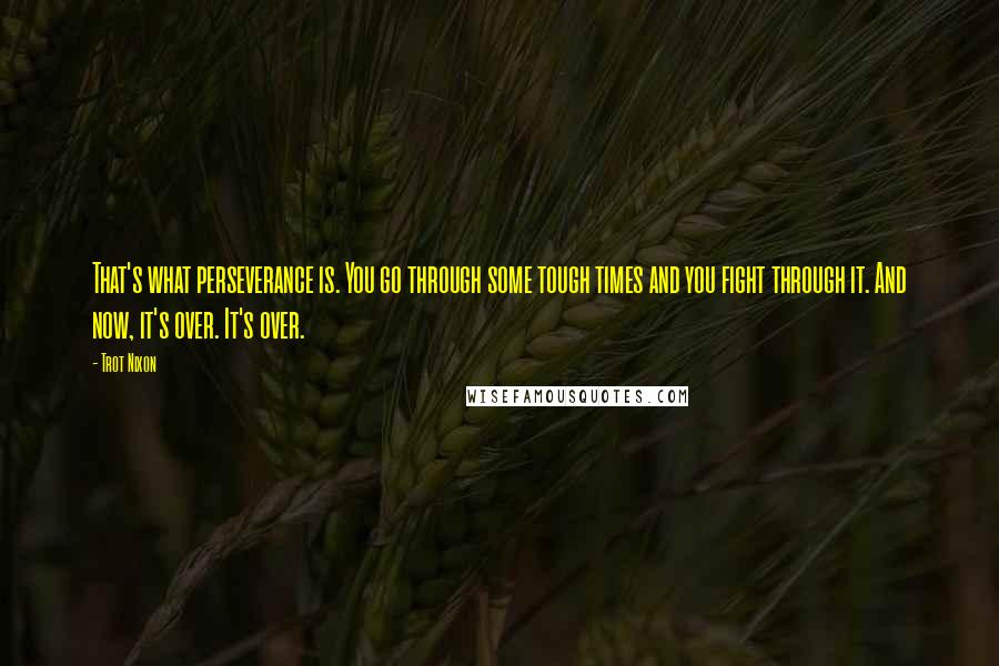 Trot Nixon quotes: That's what perseverance is. You go through some tough times and you fight through it. And now, it's over. It's over.