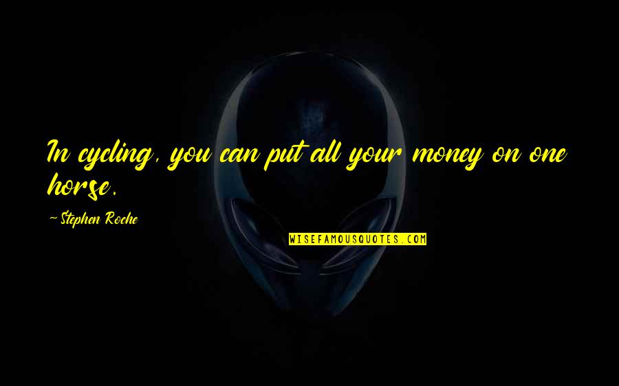 Trotzdem In English Quotes By Stephen Roche: In cycling, you can put all your money