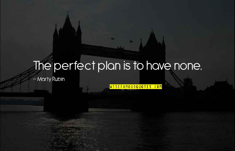 Troya Quotes By Marty Rubin: The perfect plan is to have none. Troya Quotes By Marty Rubin: The perfect plan is to have none.