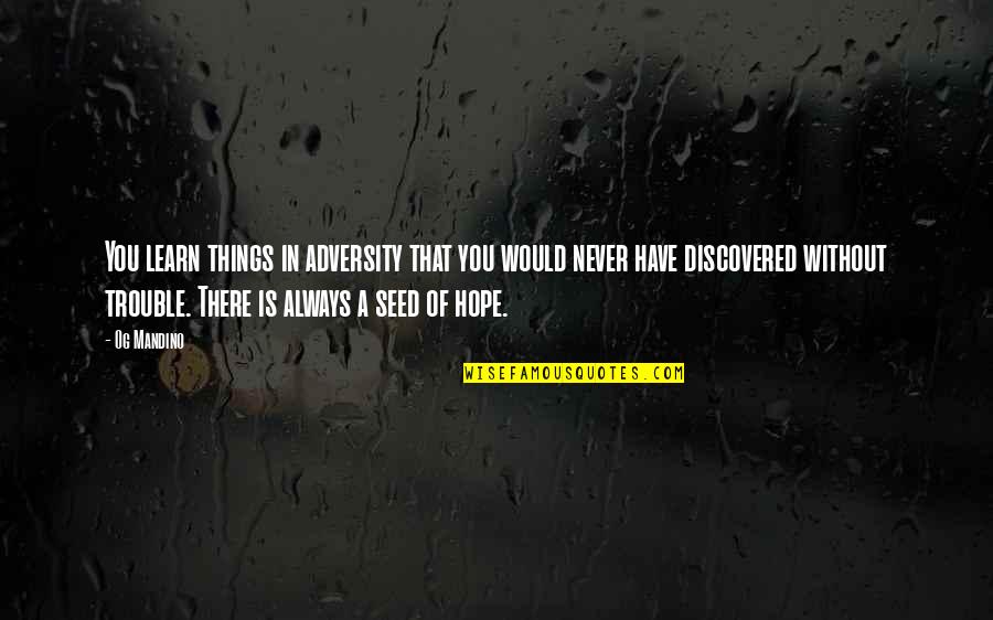Troyano Nano Quotes By Og Mandino: You learn things in adversity that you would Troyano Nano Quotes By Og Mandino: You learn things in adversity that you would