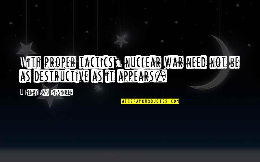Trpljenje Mladega Quotes By Henry A. Kissinger: With proper tactics, nuclear war need not be Trpljenje Mladega Quotes By Henry A. Kissinger: With proper tactics, nuclear war need not be