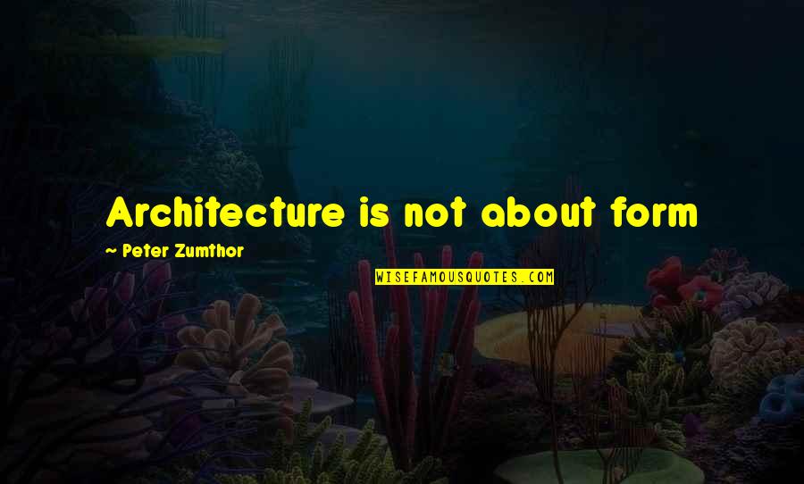 Trrorism Quotes By Peter Zumthor: Architecture is not about form