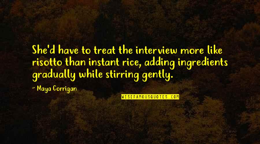 Trttamiloli Quotes By Maya Corrigan: She'd have to treat the interview more like