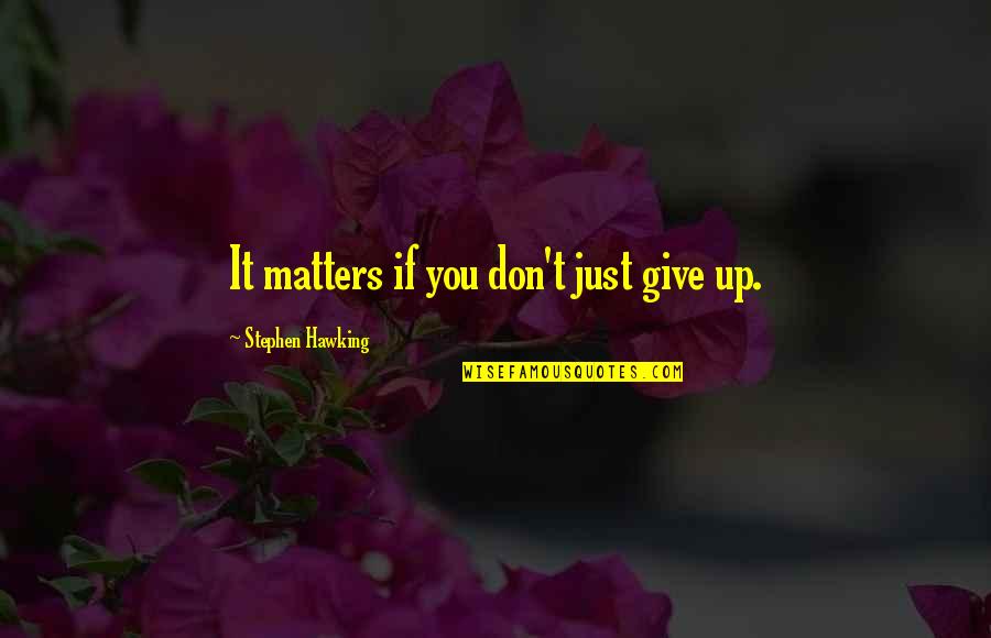 Trubridge Paystubs Quotes By Stephen Hawking: It matters if you don't just give up.