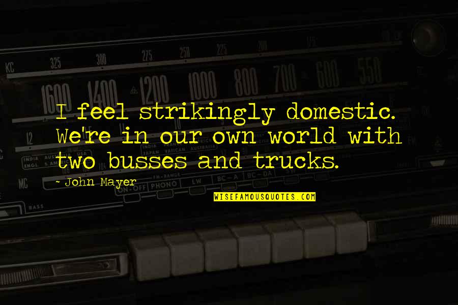 Trucks Quotes By John Mayer: I feel strikingly domestic. We're in our own