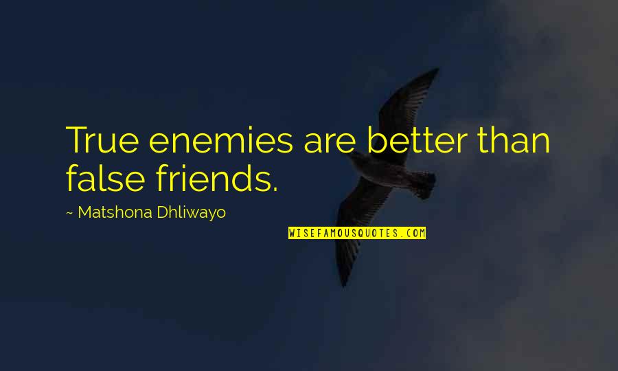 True And False Friends Quotes By Matshona Dhliwayo: True enemies are better than false friends.