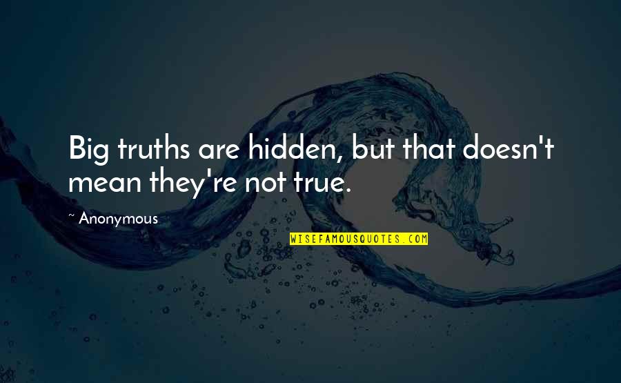True But Mean Quotes By Anonymous: Big truths are hidden, but that doesn't mean
