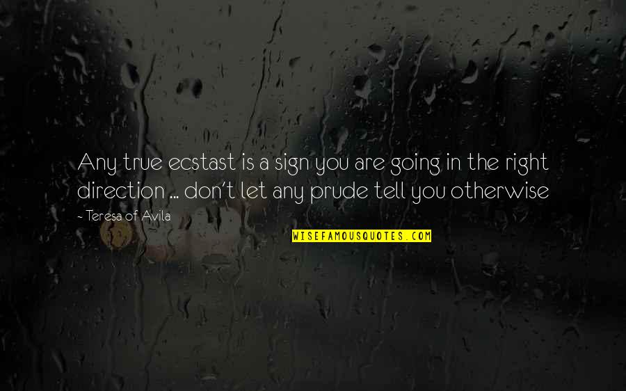 True Direction Quotes By Teresa Of Avila: Any true ecstast is a sign you are True Direction Quotes By Teresa Of Avila: Any true ecstast is a sign you are