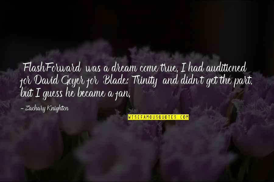 True Fan Quotes By Zachary Knighton: 'FlashForward' was a dream come true. I had True Fan Quotes By Zachary Knighton: 'FlashForward' was a dream come true. I had