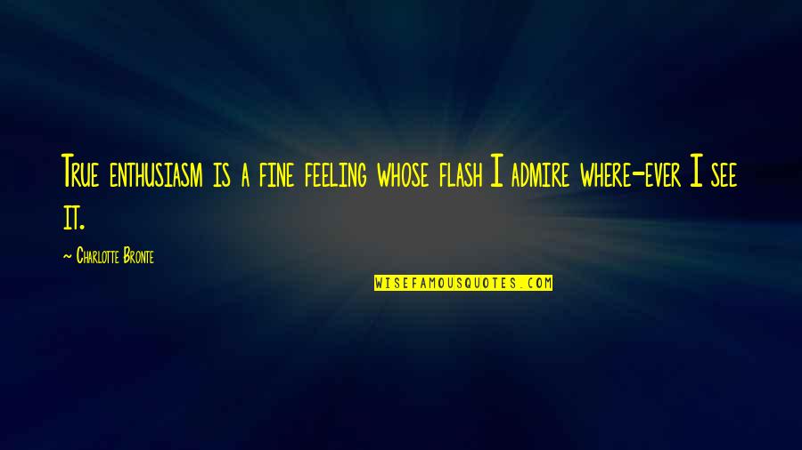 True Feeling Quotes By Charlotte Bronte: True enthusiasm is a fine feeling whose flash True Feeling Quotes By Charlotte Bronte: True enthusiasm is a fine feeling whose flash