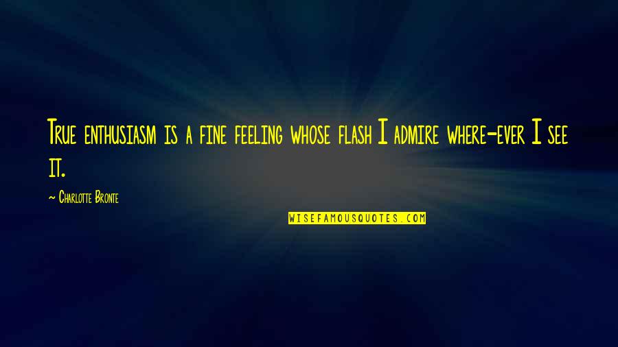 True Feeling Quotes By Charlotte Bronte: True enthusiasm is a fine feeling whose flash