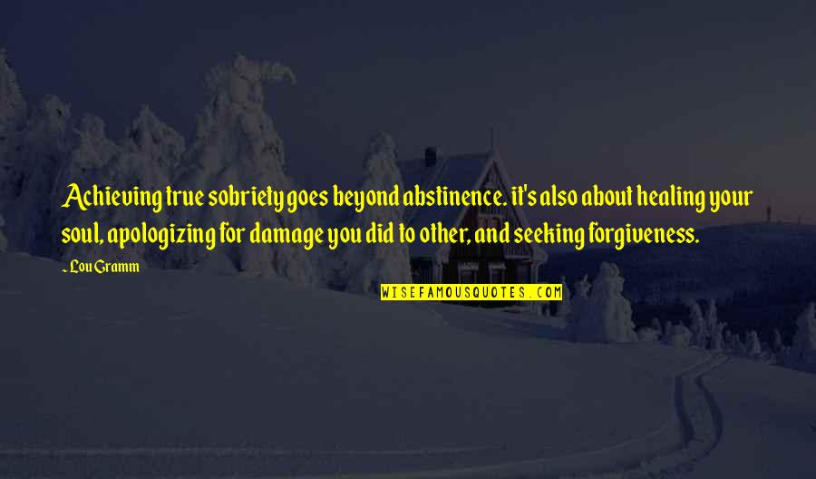 True Forgiveness Quotes By Lou Gramm: Achieving true sobriety goes beyond abstinence. it's also