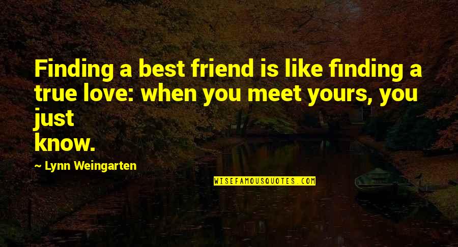 True Friend Like You Quotes By Lynn Weingarten: Finding a best friend is like finding a