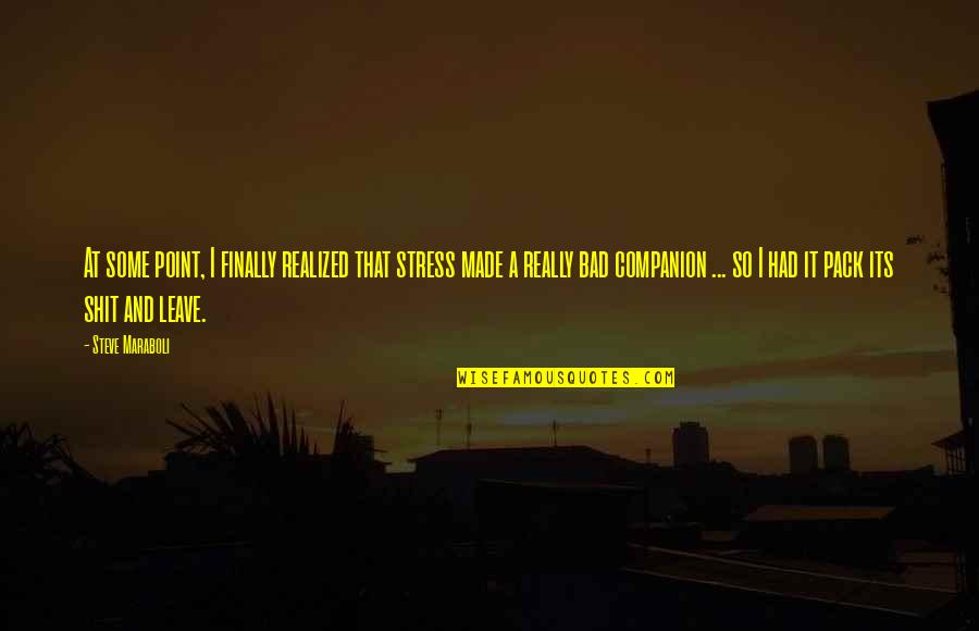 True Friends Never Part Quotes By Steve Maraboli: At some point, I finally realized that stress True Friends Never Part Quotes By Steve Maraboli: At some point, I finally realized that stress