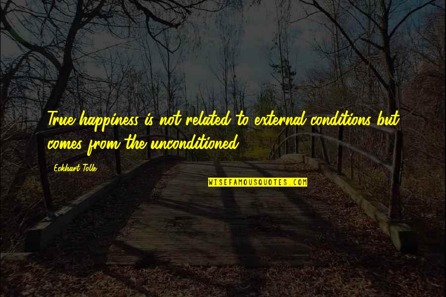 True Happiness Comes Within Quotes By Eckhart Tolle: True happiness is not related to external conditions