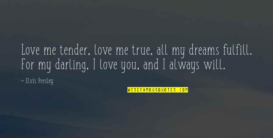 True I Love You Quotes By Elvis Presley: Love me tender, love me true, all my