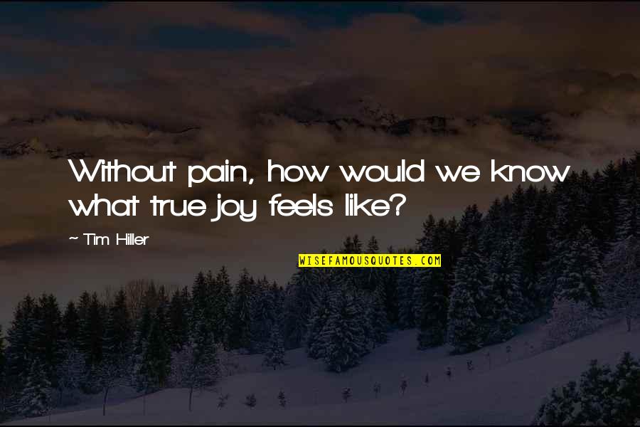 True Joy Quotes By Tim Hiller: Without pain, how would we know what true