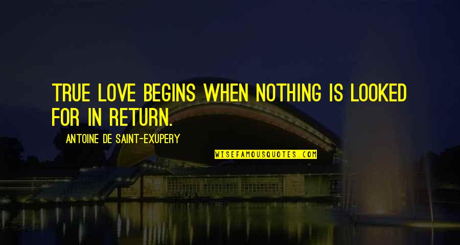 True Love Is When Quotes By Antoine De Saint-Exupery: True love begins when nothing is looked for