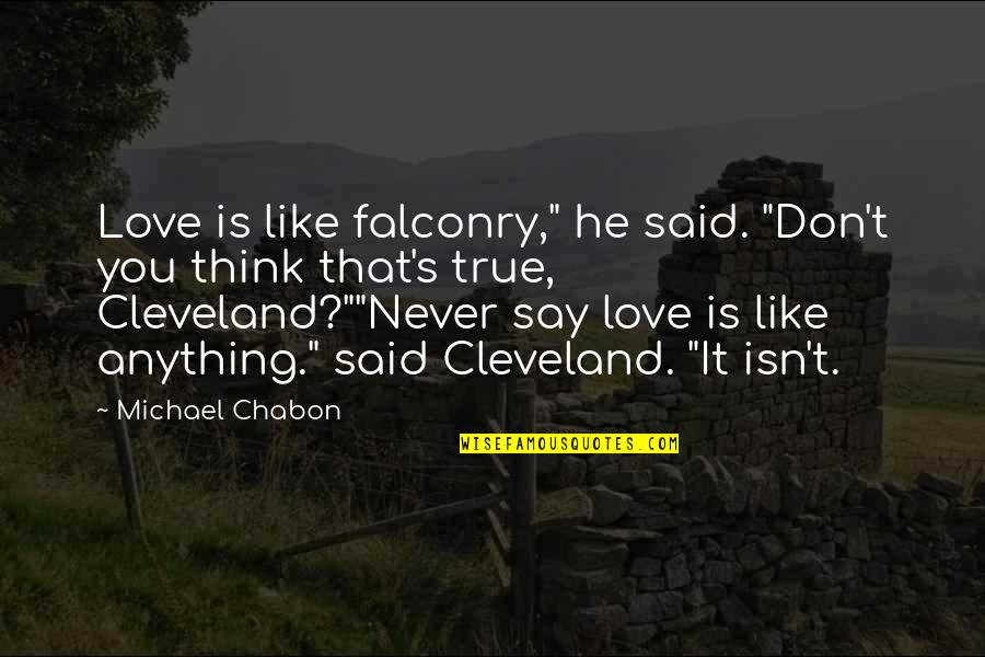 True Love Isn't Quotes By Michael Chabon: Love is like falconry," he said. "Don't you