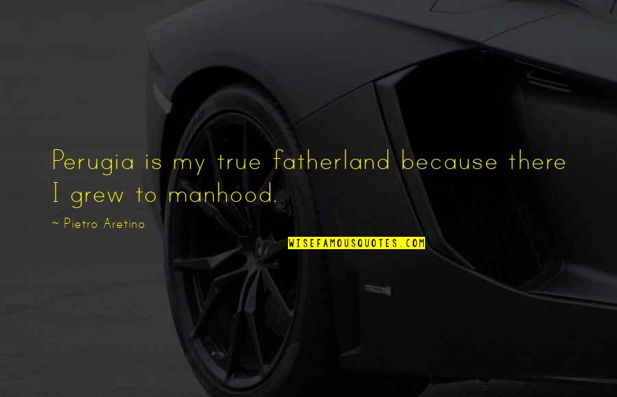 True Manhood Quotes By Pietro Aretino: Perugia is my true fatherland because there I