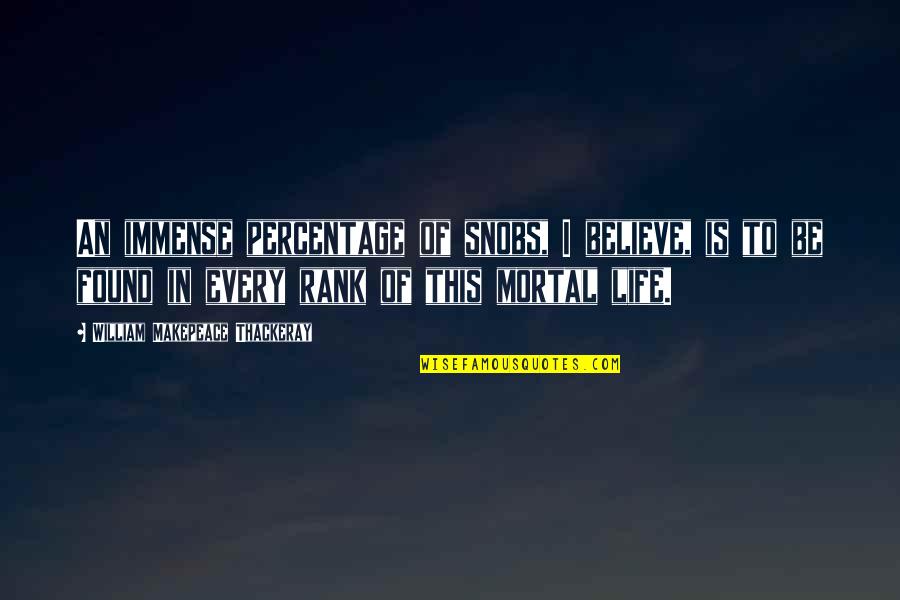 True Meaning Of Friendship Quotes By William Makepeace Thackeray: An immense percentage of snobs, I believe, is