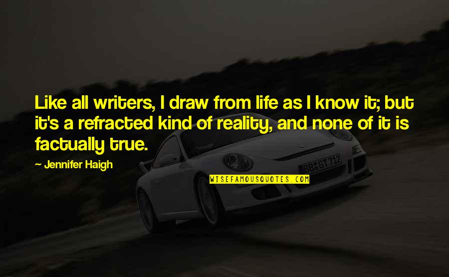 True Reality Of Life Quotes By Jennifer Haigh: Like all writers, I draw from life as