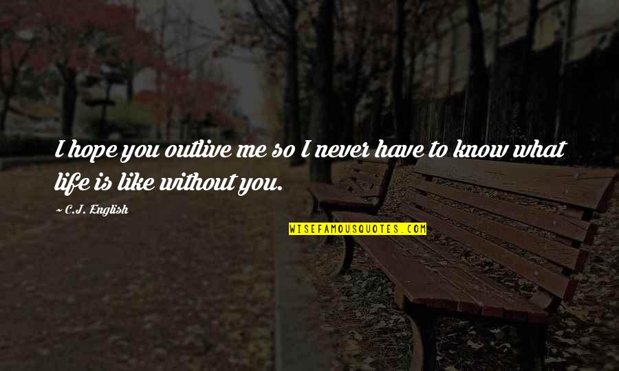 True Relationships Quotes By C.J. English: I hope you outlive me so I never