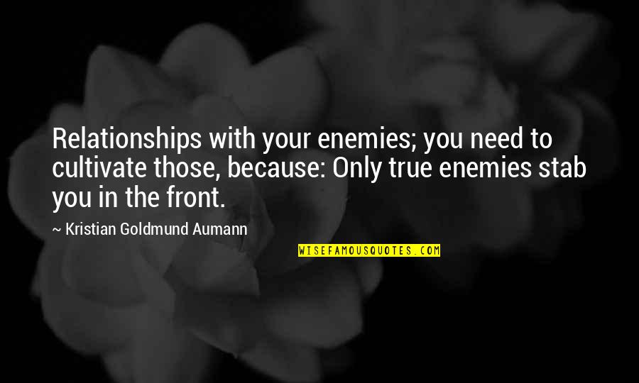 True Relationships Quotes By Kristian Goldmund Aumann: Relationships with your enemies; you need to cultivate