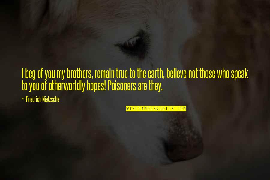 True Religion Quotes By Friedrich Nietzsche: I beg of you my brothers, remain true