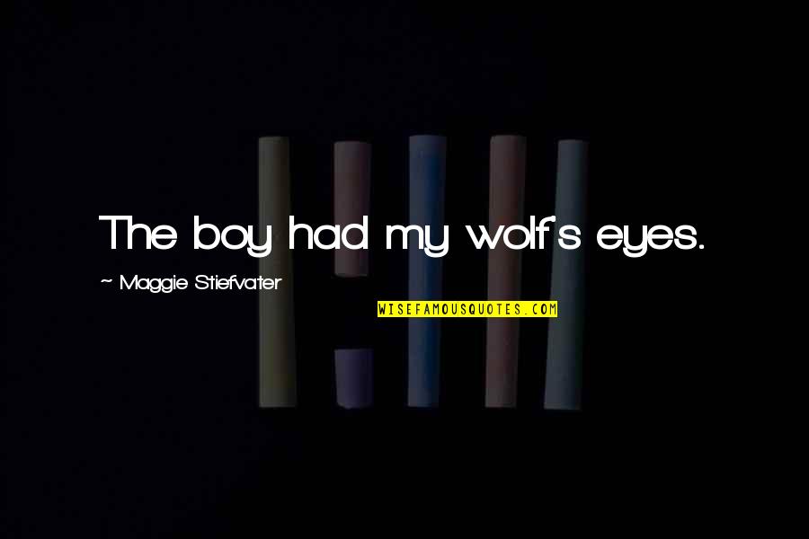 True Spit Quotes By Maggie Stiefvater: The boy had my wolf's eyes.