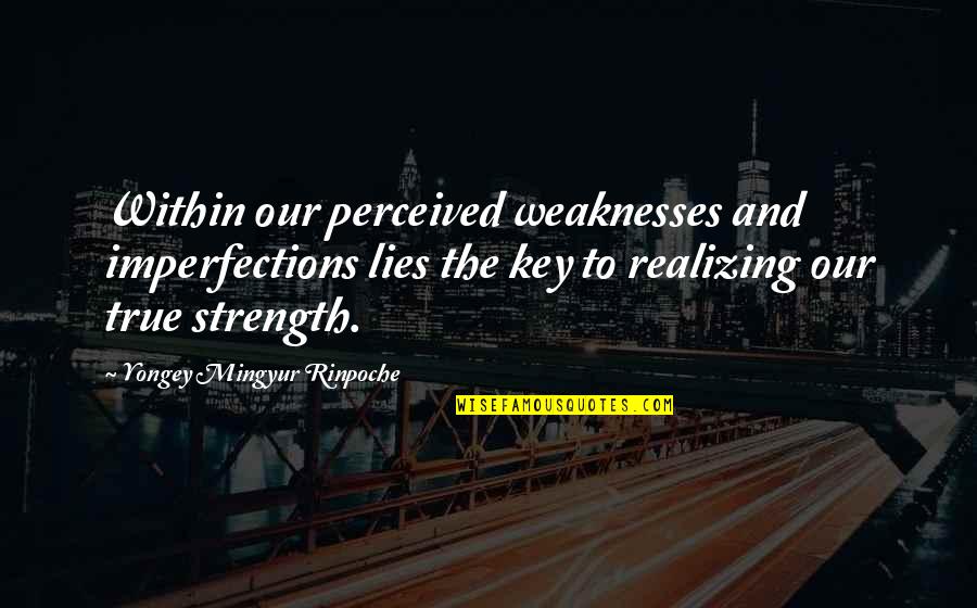 True Strength Quotes By Yongey Mingyur Rinpoche: Within our perceived weaknesses and imperfections lies the