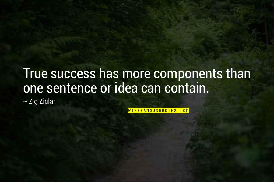 True Success Quotes By Zig Ziglar: True success has more components than one sentence