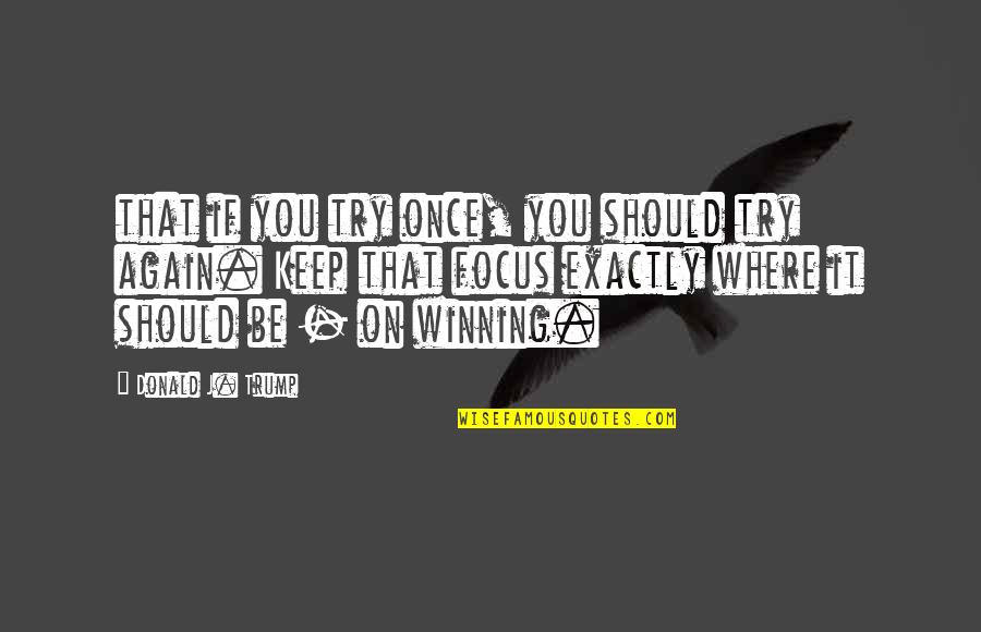 Trump Not Winning Quotes By Donald J. Trump: that if you try once, you should try