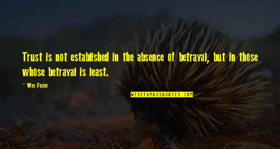 Trust And Betrayal Quotes By Wes Fesler: Trust is not established in the absence of