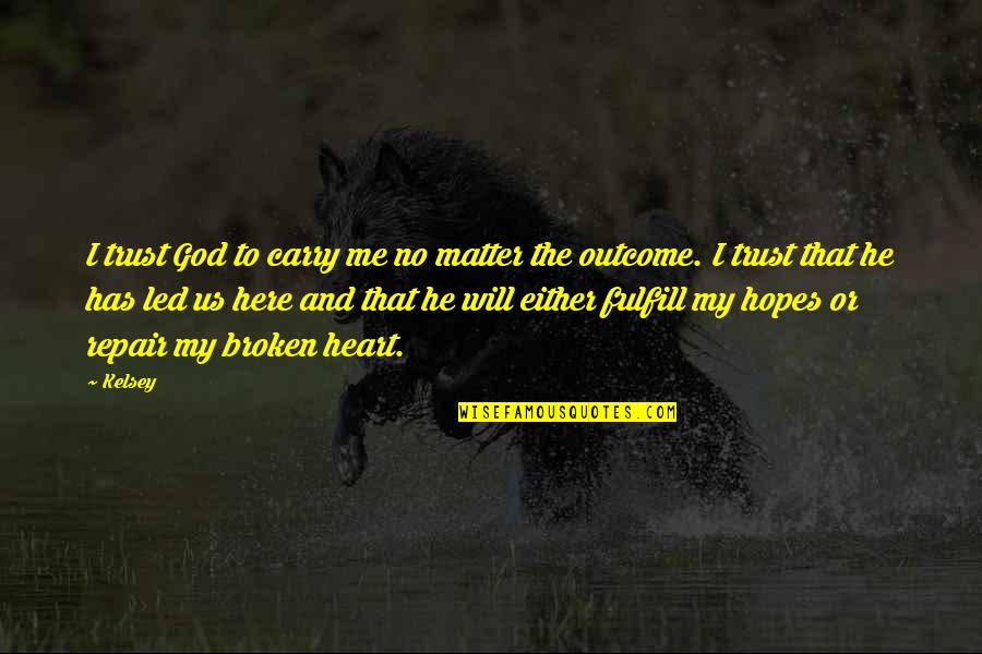 Trust And Broken Trust Quotes By Kelsey: I trust God to carry me no matter Trust And Broken Trust Quotes By Kelsey: I trust God to carry me no matter