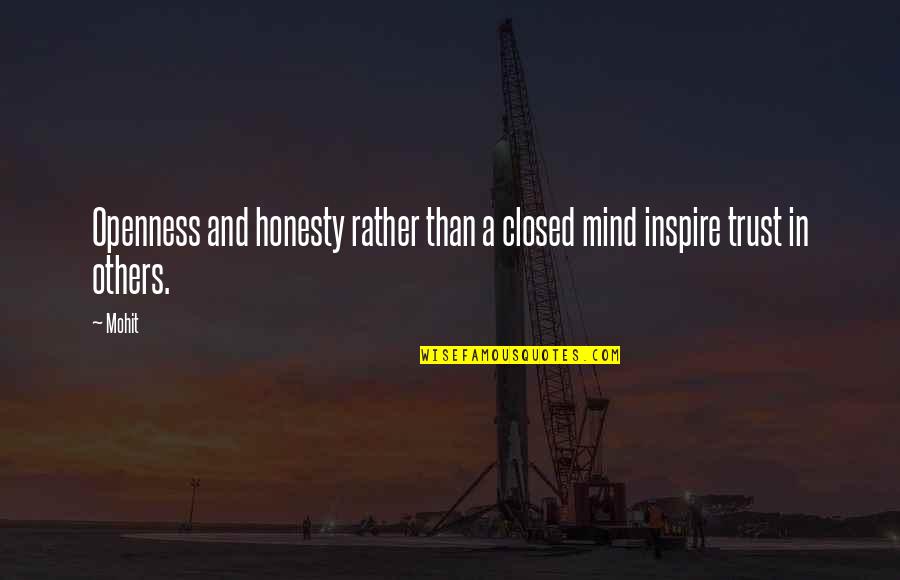 Trust And Honesty Quotes By Mohit: Openness and honesty rather than a closed mind