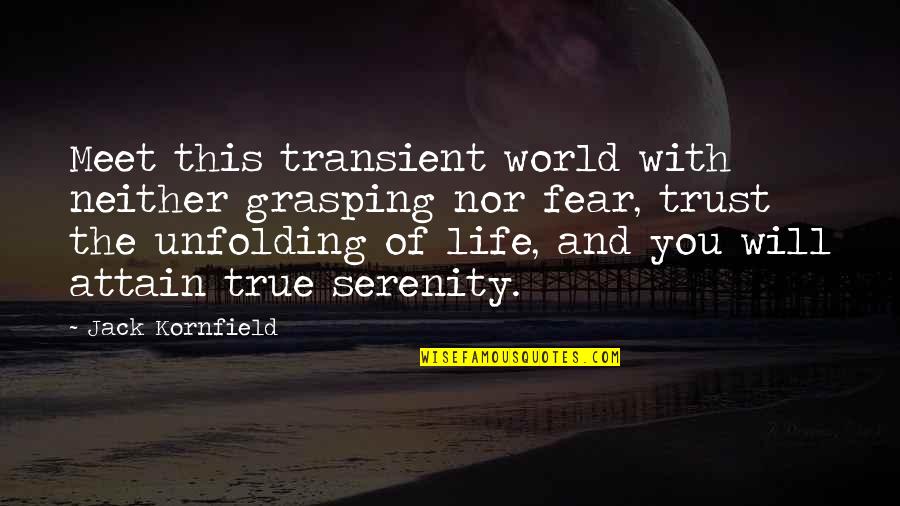 Trust And Life Quotes By Jack Kornfield: Meet this transient world with neither grasping nor