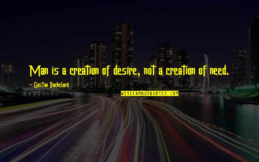 Trust Breaking One Line Quotes By Gaston Bachelard: Man is a creation of desire, not a